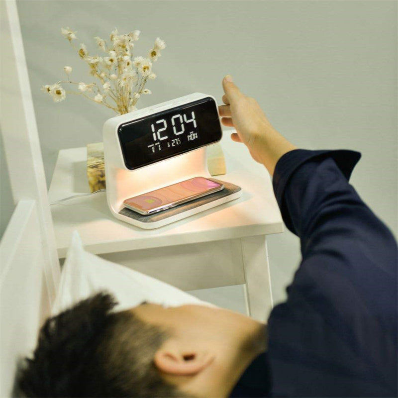 3-in-1 Wireless Charging LCD Screen Alarm Clock and Lamp Naash