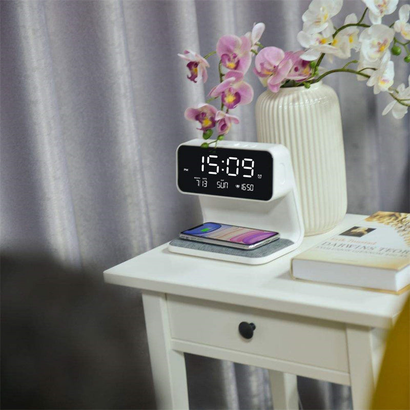 3-in-1 Wireless Charging LCD Screen Alarm Clock and Lamp Naash