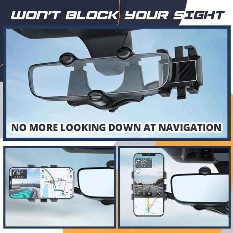 FlexiGrip 360: Universal Rear-view Mirror Phone Mount - Easy-Adjust, Secure-Hold Car Navigator Naash