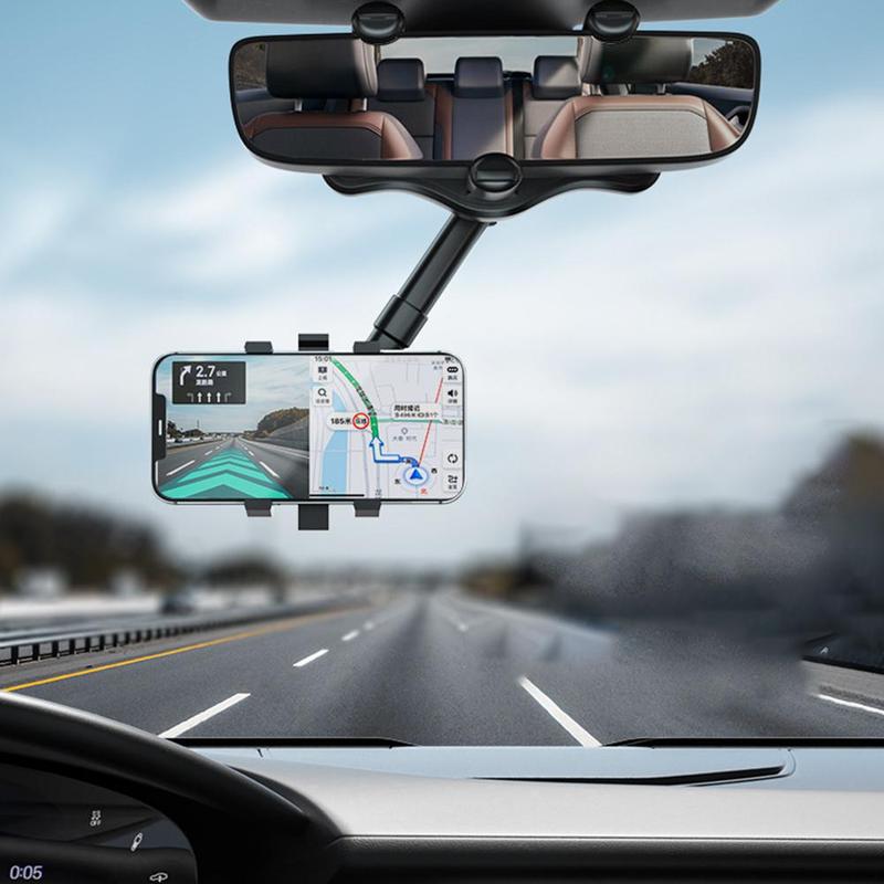 FlexiGrip 360: Universal Rear-view Mirror Phone Mount - Easy-Adjust, Secure-Hold Car Navigator Naash