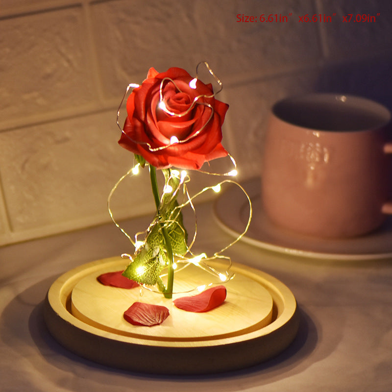 Glass Cover Rose LED Supper Light Valentine Day Naash