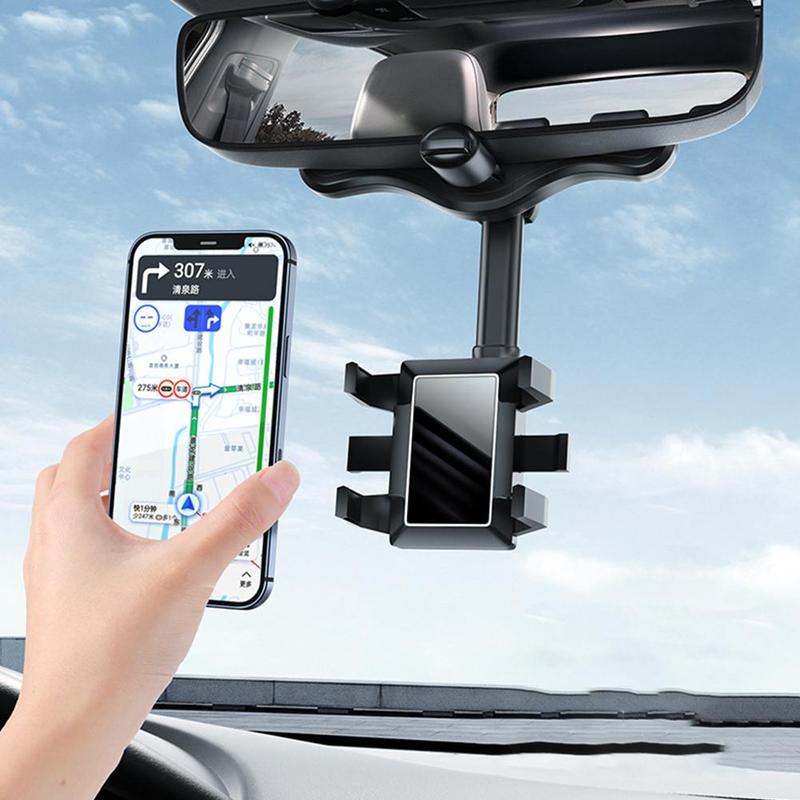 FlexiGrip 360: Universal Rear-view Mirror Phone Mount - Easy-Adjust, Secure-Hold Car Navigator Naash