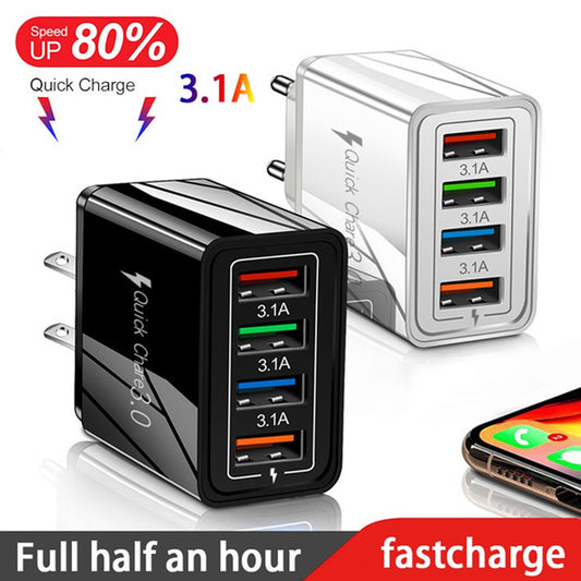 QuadraCharge 4X: Universal High-Speed 4-Port USB Charger Naash