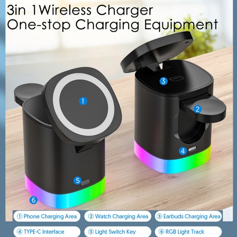 Revolutionize Your Charging Experience with the 3-in-1 Magnetic Wireless Fast Charger! Naash